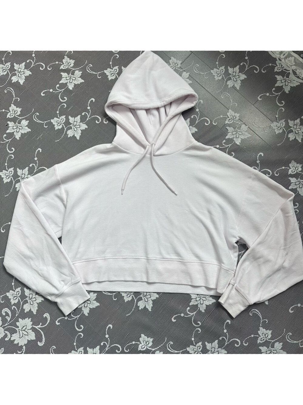 Aritzia Sunday Best Baby Waffle Relaxed Hoodie in Pink Sz Large
